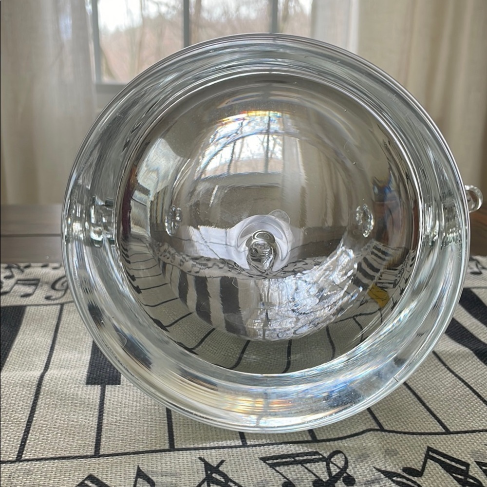 Mid Century Bubble Handblown Glass Ice Bucket Bar Accessory with Elegant Handles - Picture 6 of 8